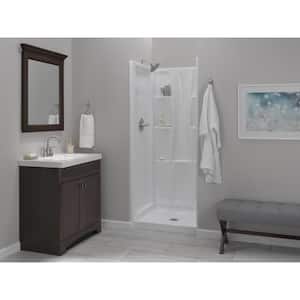 Classic 400 32 in. L x 32 in. W x 72 in. H 4-Piece Alcove Shower Kit with Shower Wall and Shower Pan in White
