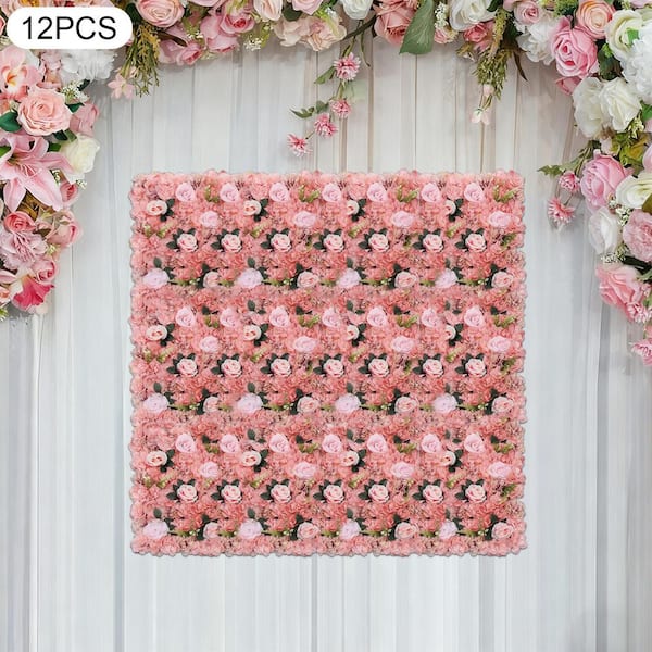YIYIBYUS Pink 23 .6 in. x 15.7 in. Artificial Floral Wall Panel