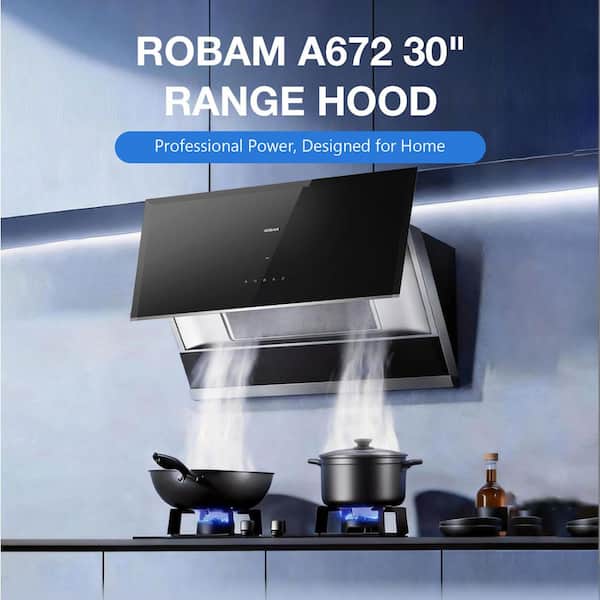 R-MAX 30 in. 1050 CFM Ducted Under Cabinet Range Hood in Black and Stainless Steel LED Lighting Gesture Control