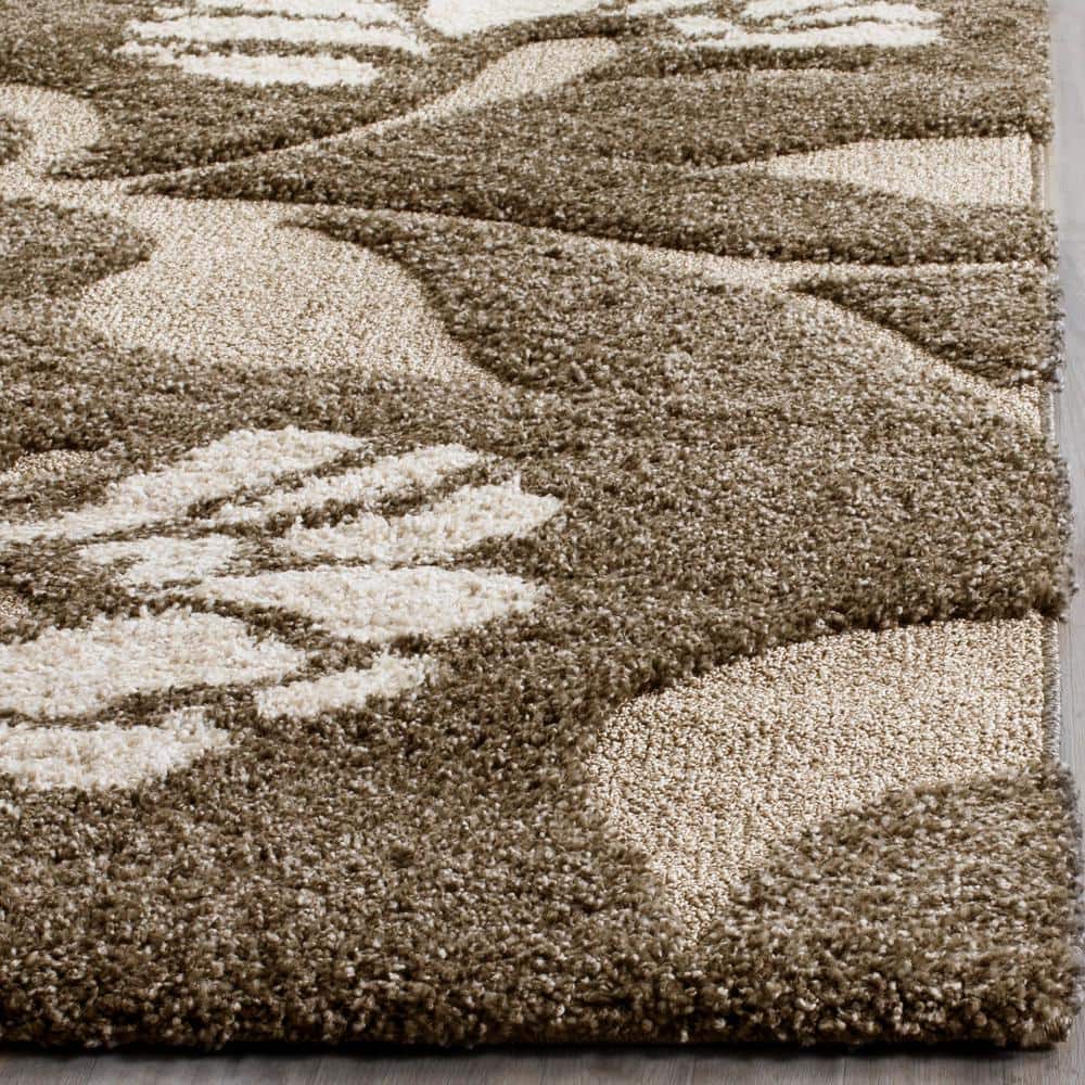 Florida Shag Smoke and Beige Floral Square Rug