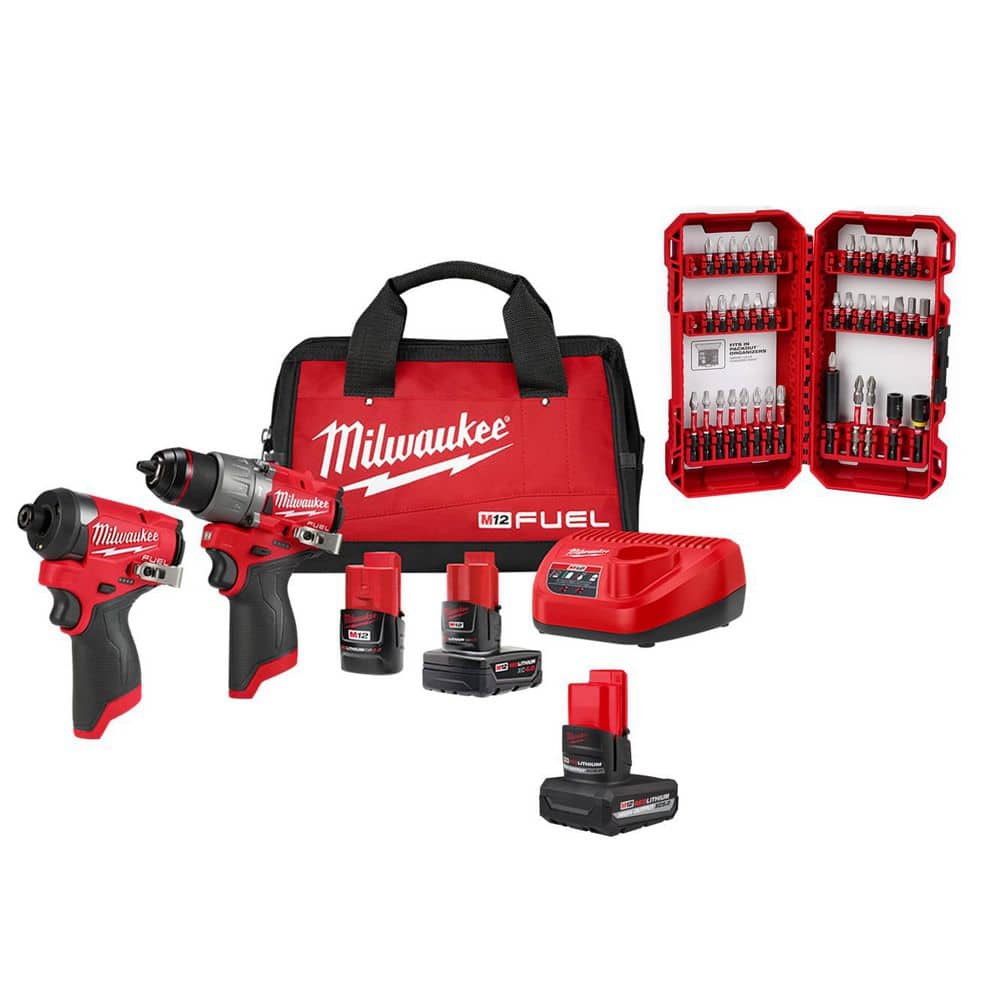 M12 FUEL 12V Cordless Hammer Drill/Impact Combo Kit (2-Tool) w/5.0Ah Battery & SHOCKWAVE Bit Set (40-Pc) price history on PriceWatchPro