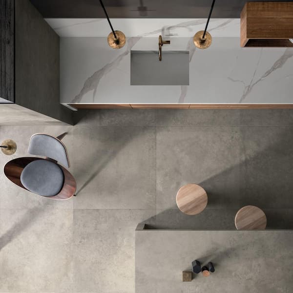 Network Gray 31.38 in. x 31.38 in. Matte Porcelain Concrete Look Floor and Wall Tile (13.684 sq. ft./Case)
