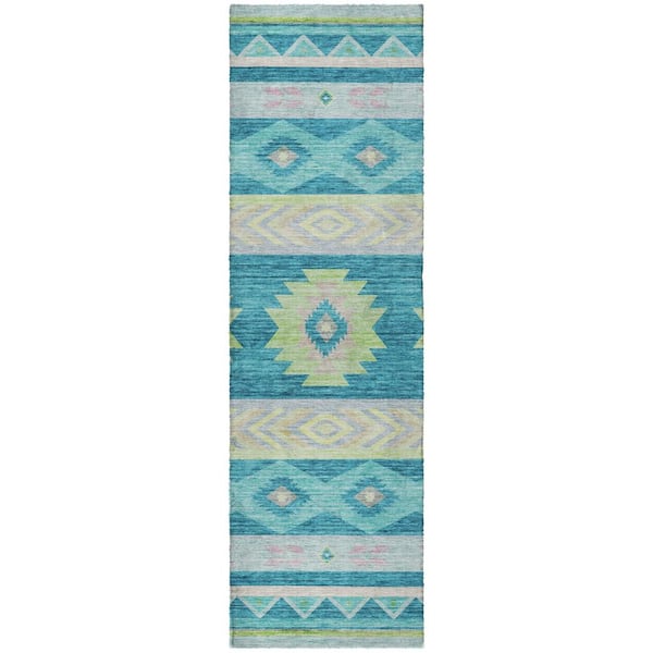 Dream Shag Premium Machine Washable Abstract ADS178 Peacock 2 ft. x 7 ft. Runner Rug