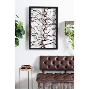 24 in. x  36 in. Wood Black Branch Tree Wall Decor with Black Frame