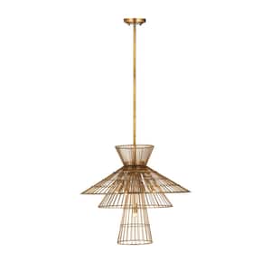 Alito 6-Light Rubbed Brass Chandelier with Iron Shade