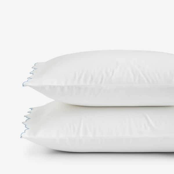 The Company Store Company Cotton Embroidered Scallop Light Blue King Sateen Pillowcases (Set of 2)