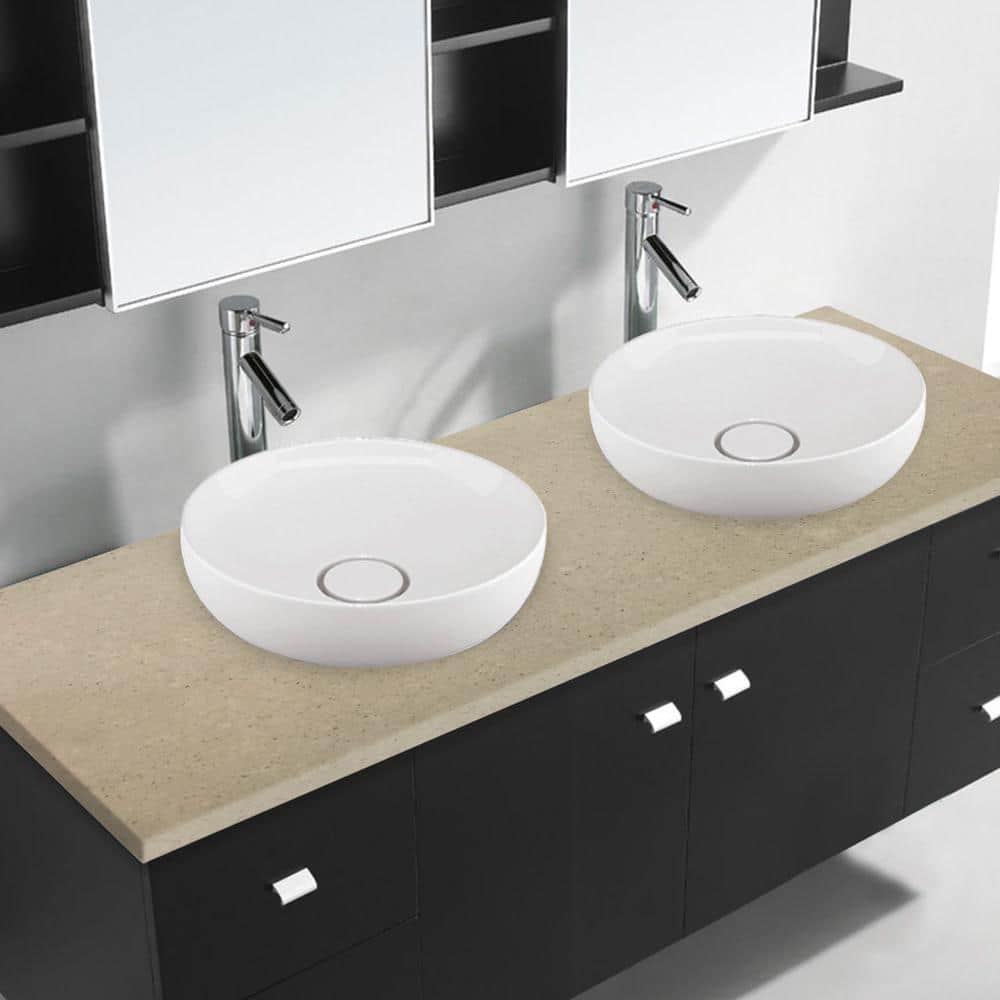 Abigail 16.5'' White Ceramic Round Above-Counter Vessel Sink