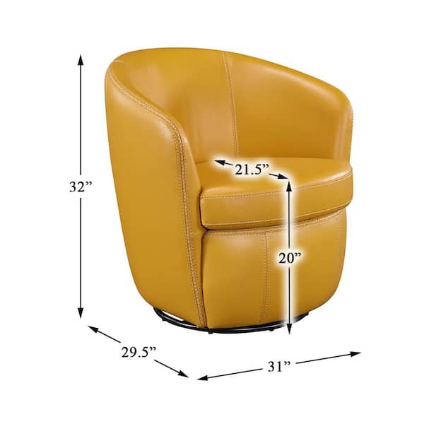 Lazzara Genevieve Yellow Leather Upholstery Swivel Arm Chair 9276