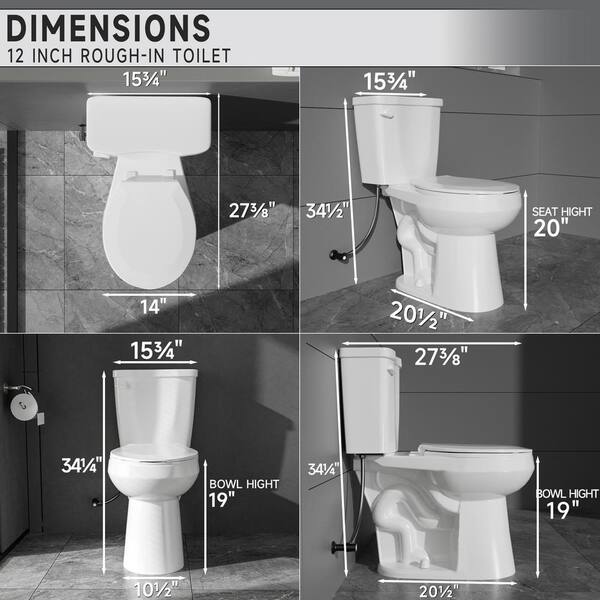 WetBase 19 in. White Toilet 1.28 GPF Single Flush 2-Piece Toilet