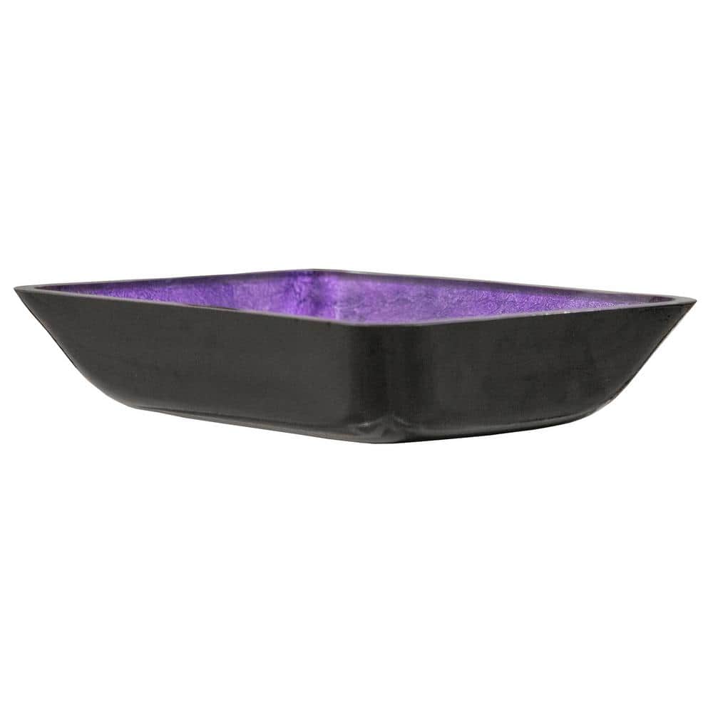 Rectangular Purple and Black Glass Above-Counter Vessel Sink