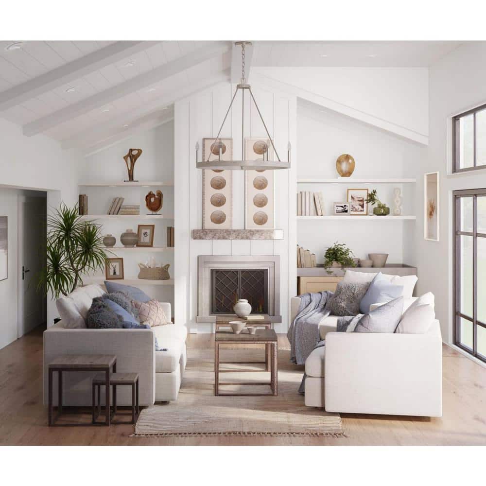 Galloway 6-Light Brushed Nickel and Oak Chandelier