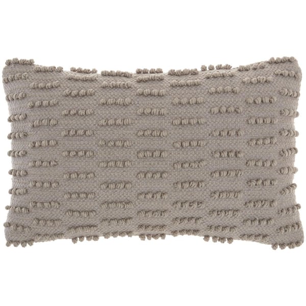 Mina Victory Lifestyles Light Gray Geometric 20 in. x 12 in. Rectangle Throw Pillow