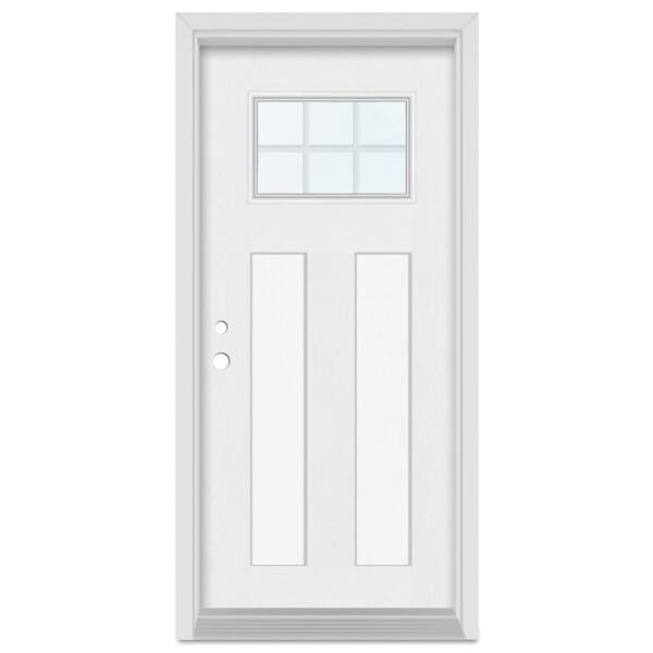 Stanley Doors 36 in. x 80 in. Infinity Right-Hand Craftsman Finished Fiberglass Mahogany Woodgrain Prehung Front Door