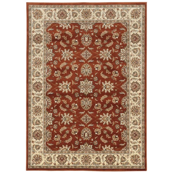 Unbranded Como Brick 9 ft. x 12 ft. Traditional Oriental Floral Area Rug