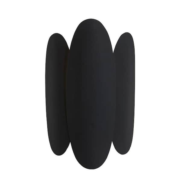 Vailen 1-Light Dark Matte Black and Textured Gold Wall Sconce with Steel Shades