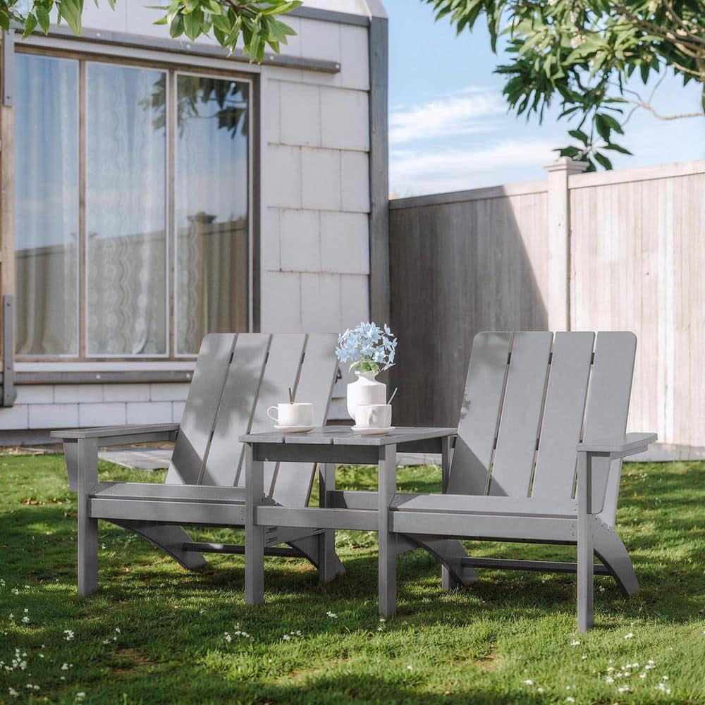 Zerpod Gray Plastic Outdoor Adirondack Chair Plastic with Double