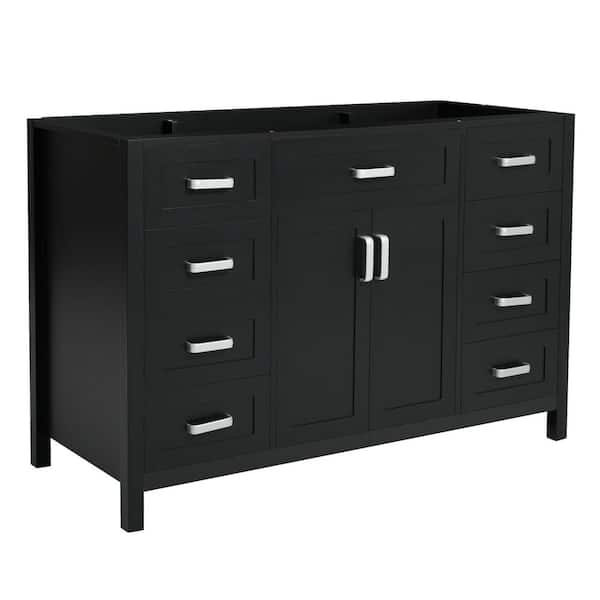 Miguel 46.9 in. Bath Vanity Cabinet Without Top in Black with Doors, Drawers, Soft Close System