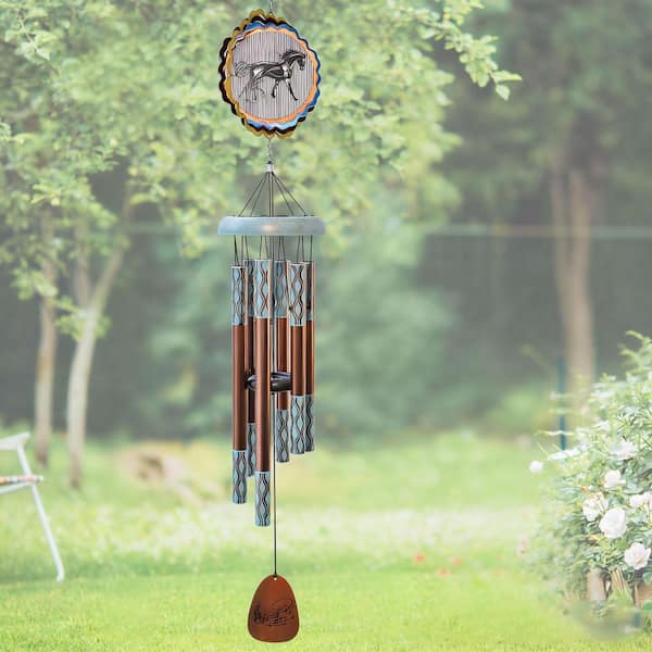 37 in. Aluminum Wind Chime for Outside with 3D Animations Horse