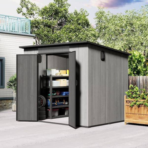 domi outdoor living 7.9 ft. W x 6.3 ft. D Resin Outdoor Storage