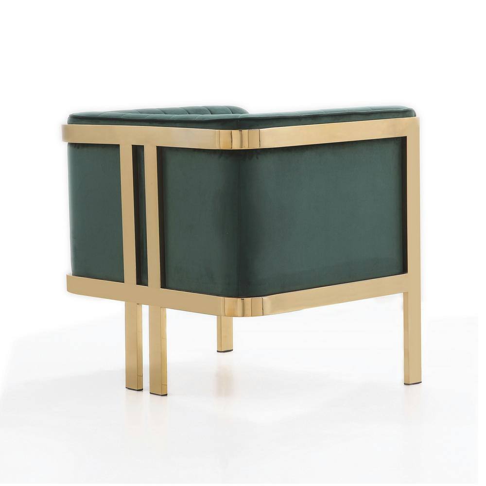 Art Deco Blue Velvet & Polished Brass Geometric Accent Chair