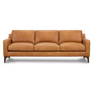 Sorrento 85 in. Square Arm 3-Seater Sofa in Cognac Tan