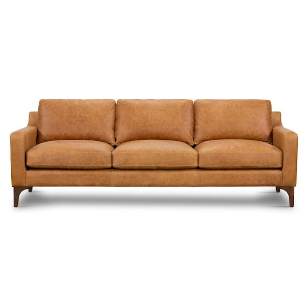 Poly and Bark Sorrento 85 in. Square Arm 3-Seater Sofa in Cognac Tan