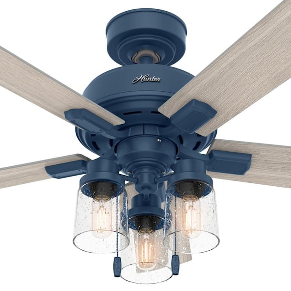 Hunter Hartland 44 in. LED Indoor Indigo Blue Ceiling Fan with