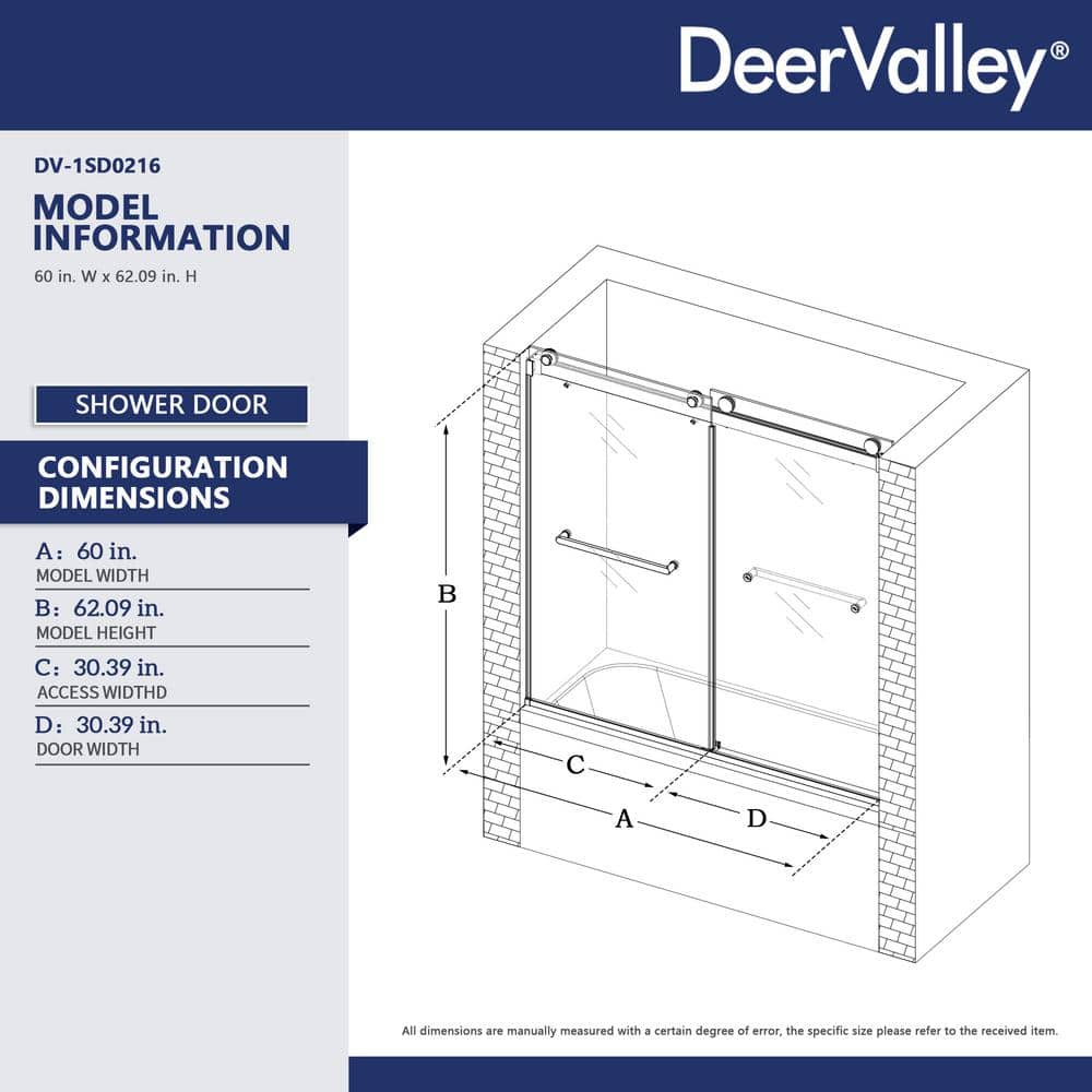 Chrome Double Sliding Frameless Bathtub Shower Door with Frosted Glass