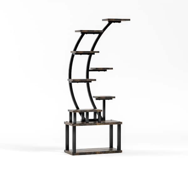 9-Tiered Metal Patio Indoor Plant Stand with Grow Lights (20.6 in. H W x 63.5 in. H)