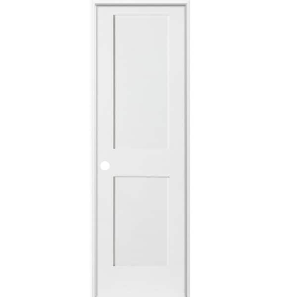 Krosswood Doors 18 in. x 80 in. Craftsman Shaker Primed MDF 2-Panel Right-Hand Solid Core Wood Single Prehung Interior Door