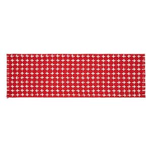 Gallen 8 in. W x 24 in. L Red Ivory Cross Stitch Cotton Polyester Table Runner