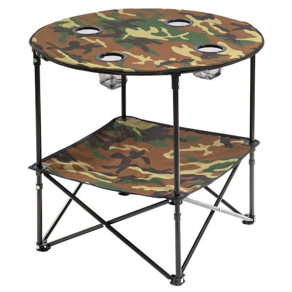 cenadinz Camouflage Foldable Camping Table with 4 Cup Holders