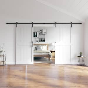 72 in. x 84 in. MDF Sliding Barn Door with Hardware Kit, Covered with Water-Proof PVC Surface, White, H-Frame