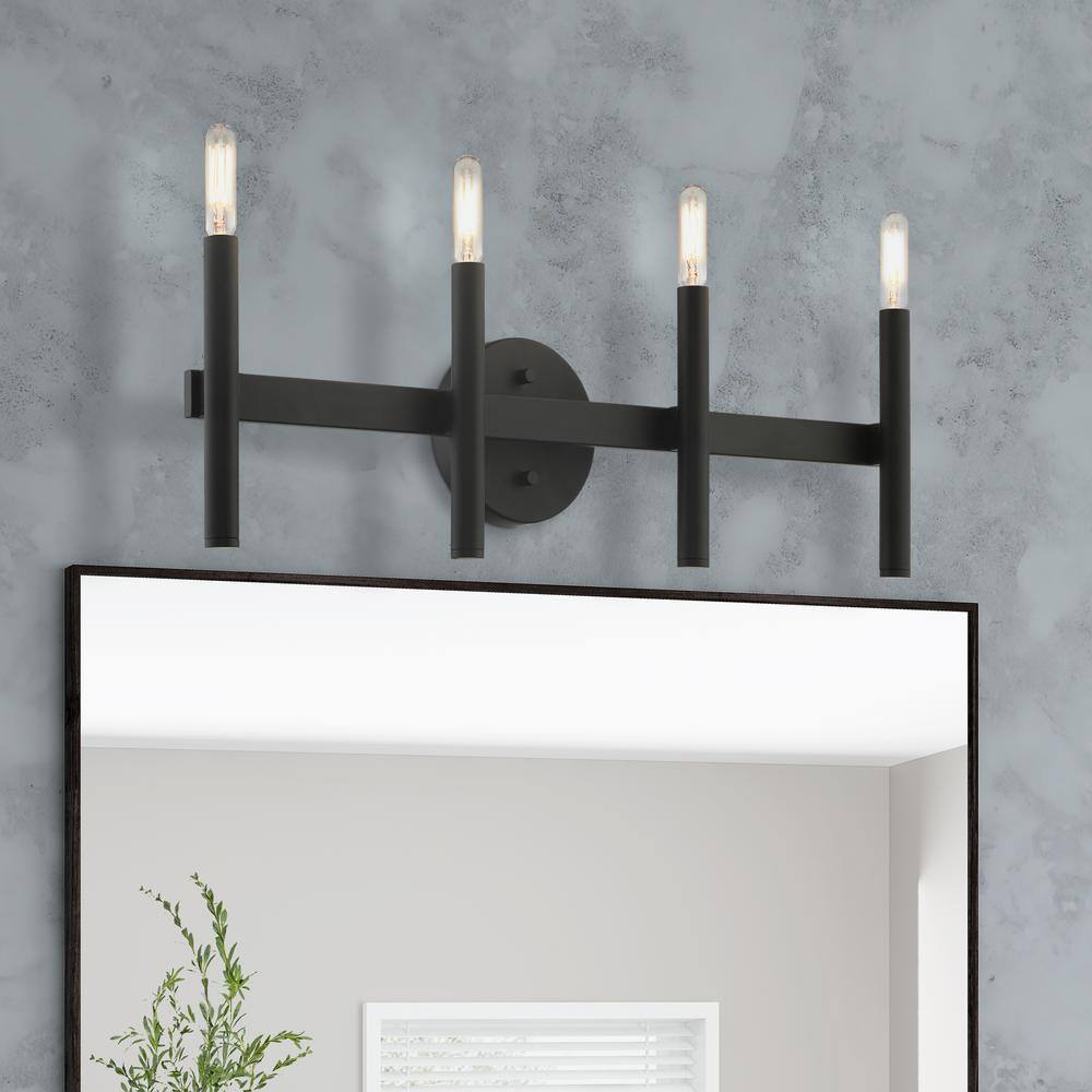 Copenhagen Black Steel 4-Light Dimmable Vanity Sconce