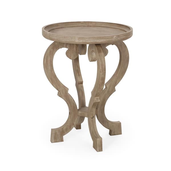 Noble House Truxton 19.75 in. x 25.5 in. Natural Round Wood End Table with Solid Wood