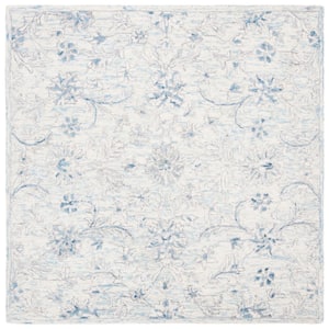 Micro-Loop Light Blue/Ivory 3 ft. x 3 ft. Geometric Square Area Rug