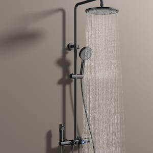 Thermostatic 4-Spray Tub and Shower Faucet with 3 Setting Hand Shower and Spray Gun in Matte Black (Valve Included)