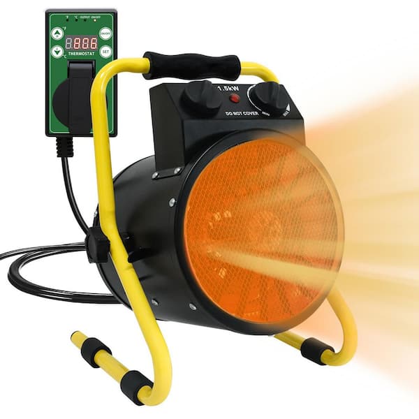 Greenhouse Heater with Thermostat 1500 W Electric Indoor/Outdoor Ceramic Space Heater with Overheat Protection, Black