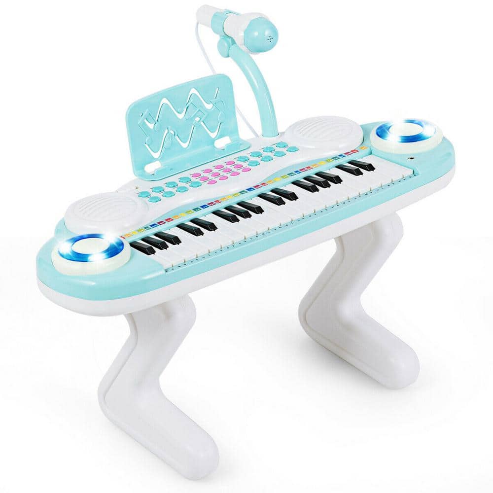 Qaba White 37-Key Princess Electronic Piano for Kids with Stool and Microphone 