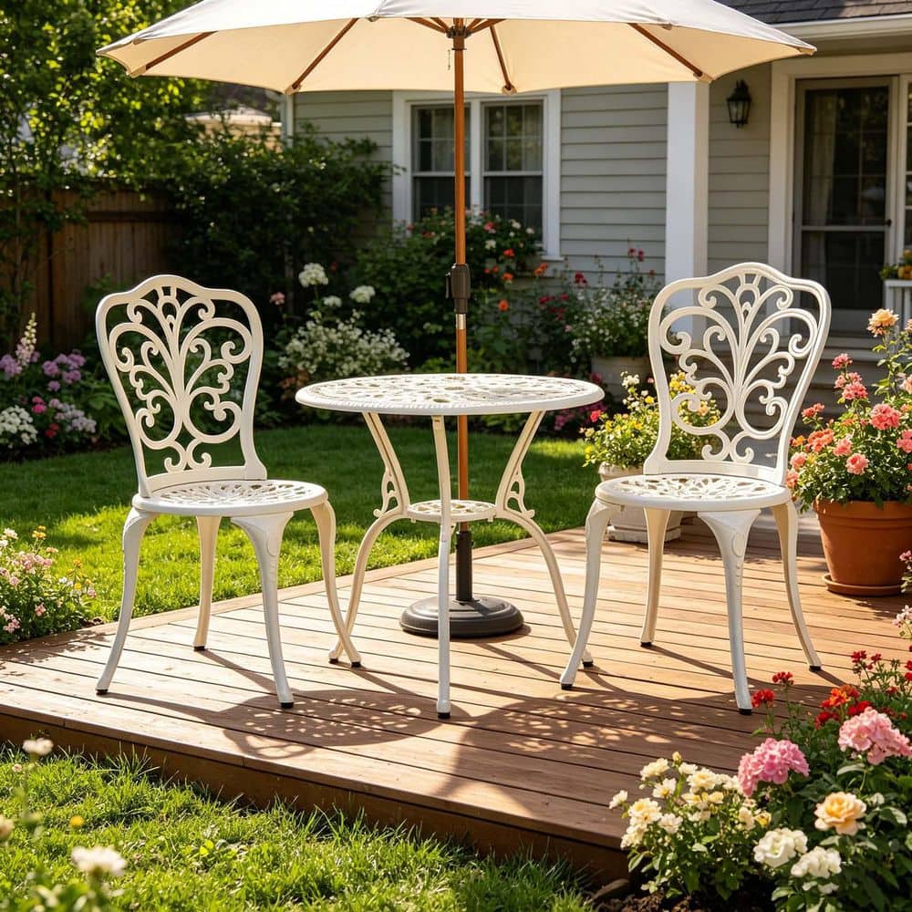 3-Piece Outdoor Rust-Resistant Cast Aluminum Outdoor Patio Bistro