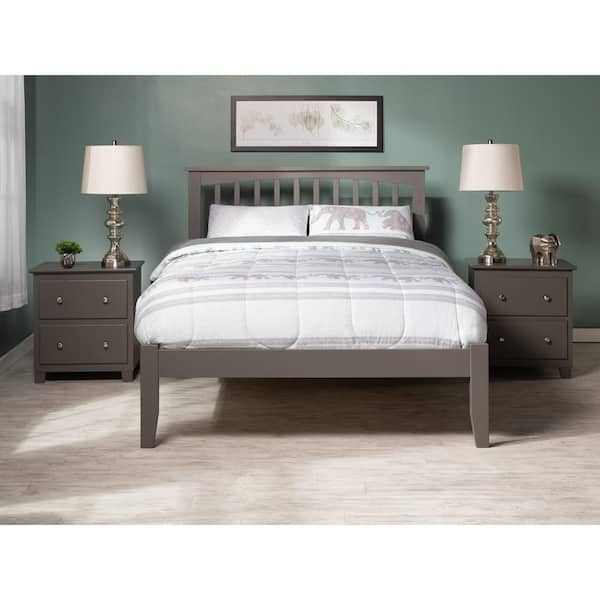 AFI Mission Full Platform Bed with Open Foot Board in Grey