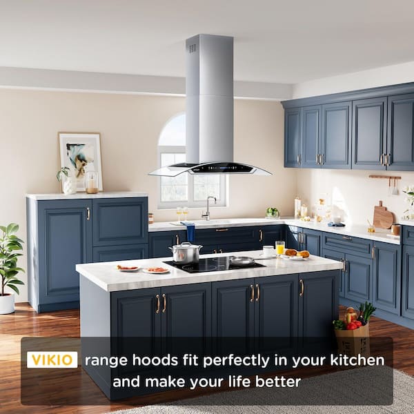 29.3 in. 900 CFM Ducted Island Mount Range Hood in Stainless Steel with LED Light and Glass Panel