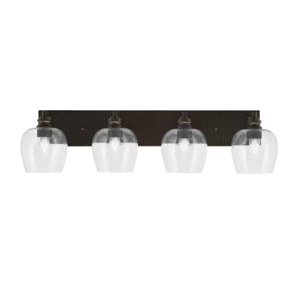 Unbranded Albany 33.25 in. 4 Light Espresso Vanity Light with Clear Bubble Glass Shades