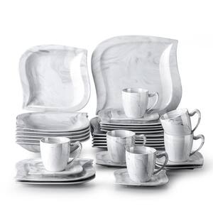 Elvira 30-Piece Grey Porcelain Dinnerware Set (Service for 6)