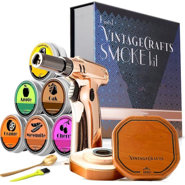 Whiskey Smoker Kit with Torch, Wood and Stainless Steel, 8 Flavors, Cocktail Smoker for Home Bar Drinks