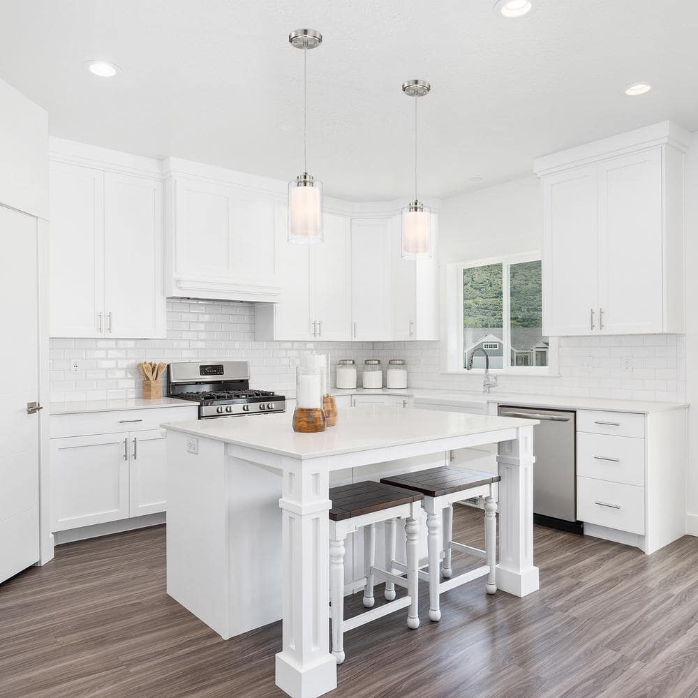 Brushed Nickel Mini Pendant with Dual Glass Shades