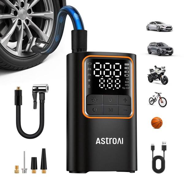 Cordless 150PSI Tire Inflator with Digital Display Smart Auto Shutoff USB-C Rechargeable Battery and LED Emergency Light