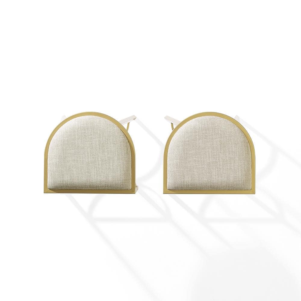 Ellery Backless Half-Round Oatmeal Cushioned Counter Stool Set in Gold