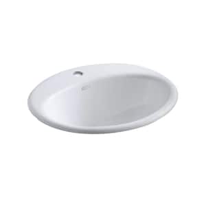 Farmington Drop-In Cast Iron Bathroom Sink in White with Overflow Drain