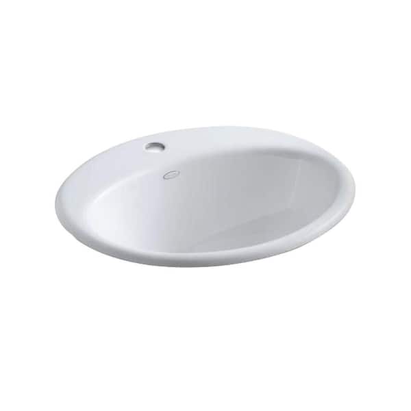 Kohler Farmington Drop In Cast Iron Bathroom Sink White With Overflow Drain K 2905 1 0 - Smelly Bathroom Sink Hole Accessories